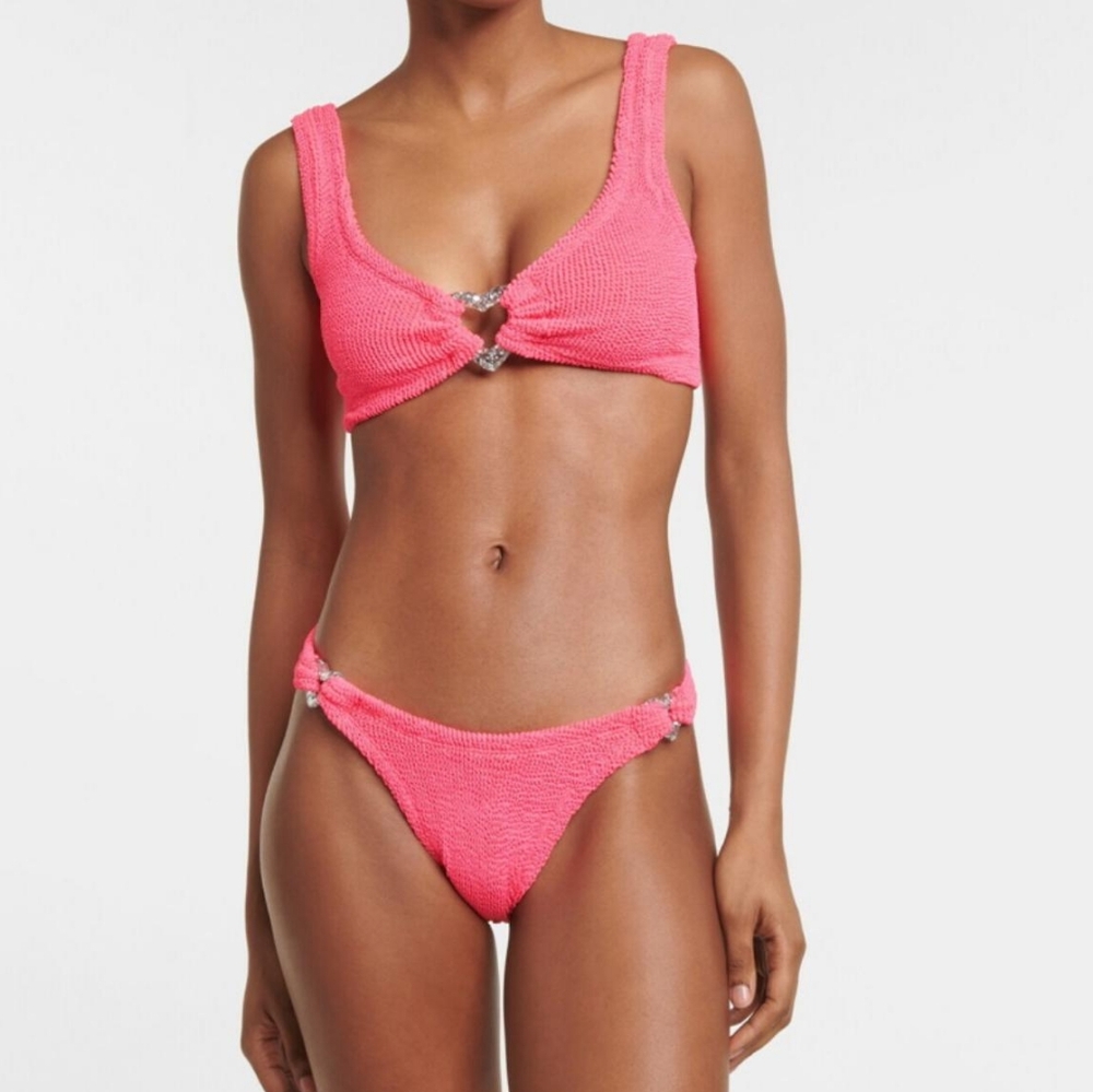 Hunza G heather embellished bikini fuschia
